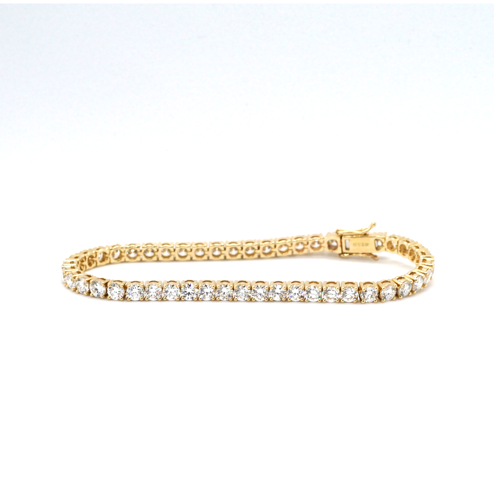 Tennis Chain Bracelet 3mm Width DIAMOND 14K Lab Grown Diamond Yellow Gold YG
