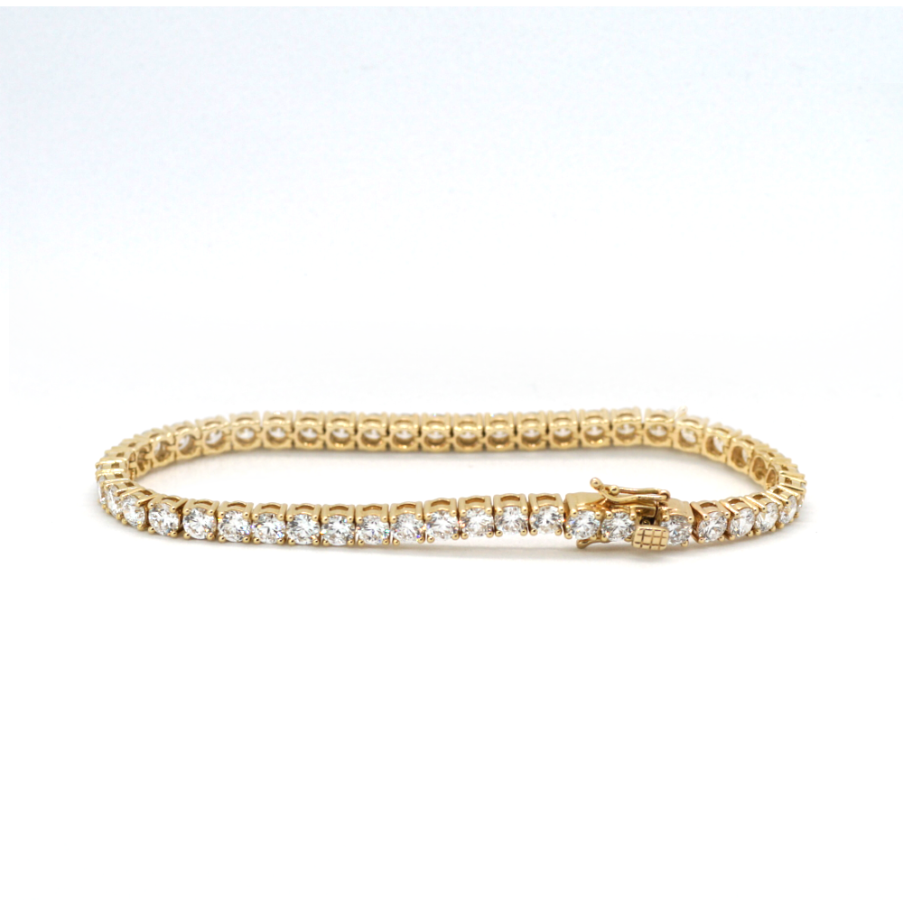 Tennis Chain Bracelet 3mm Width DIAMOND 14K Lab Grown Diamond Yellow Gold YG