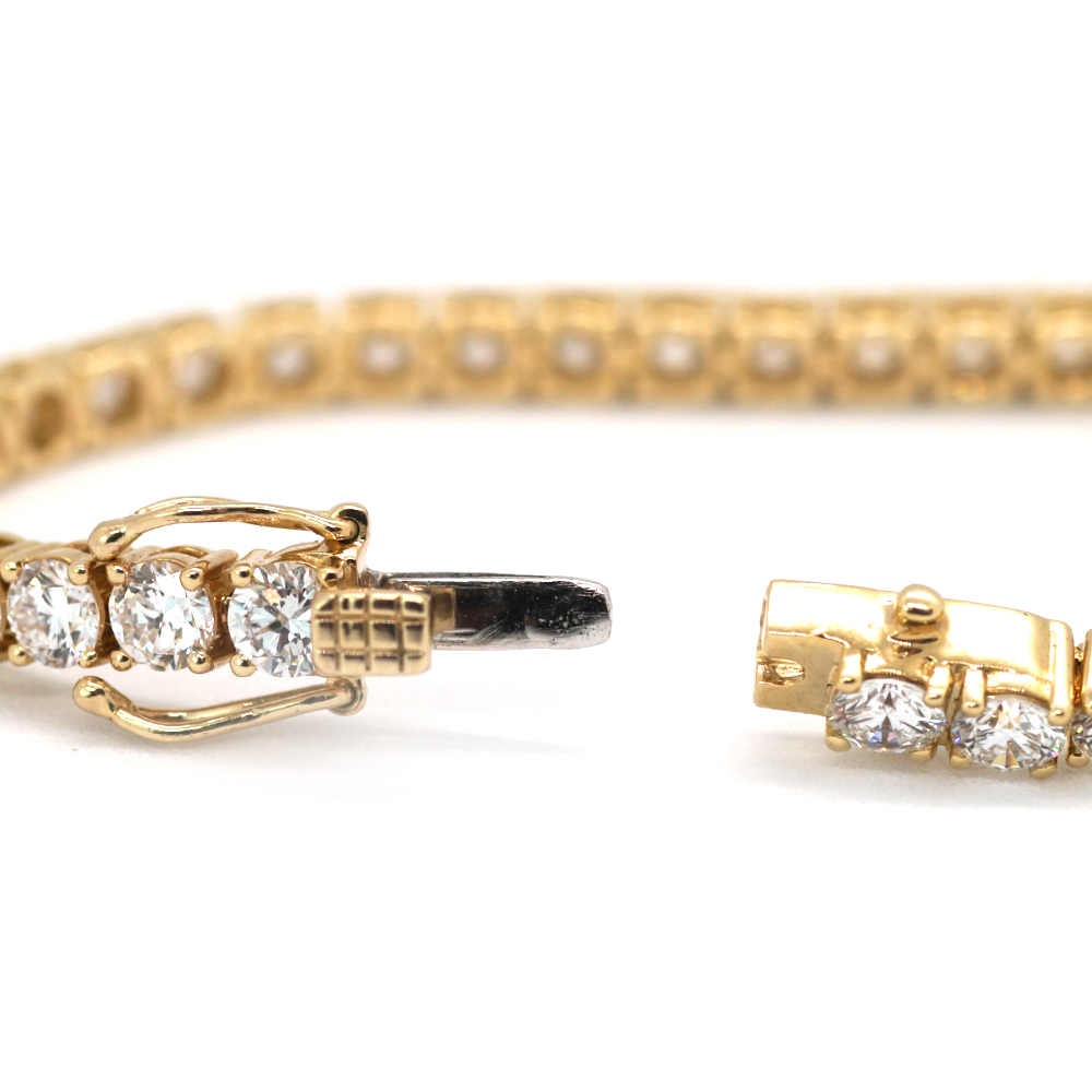 Tennis Chain Bracelet 3mm Width DIAMOND 14K Lab Grown Diamond Yellow Gold YG