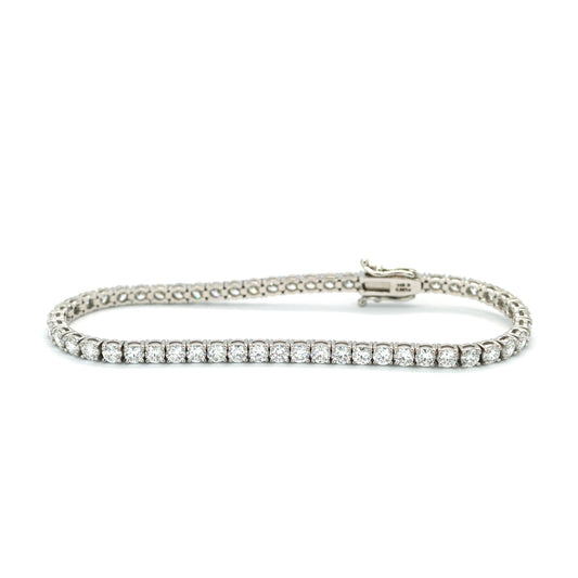 Tennis chain Bracelet 3mm width 14K DIAMOND Lab Grown White gold WG