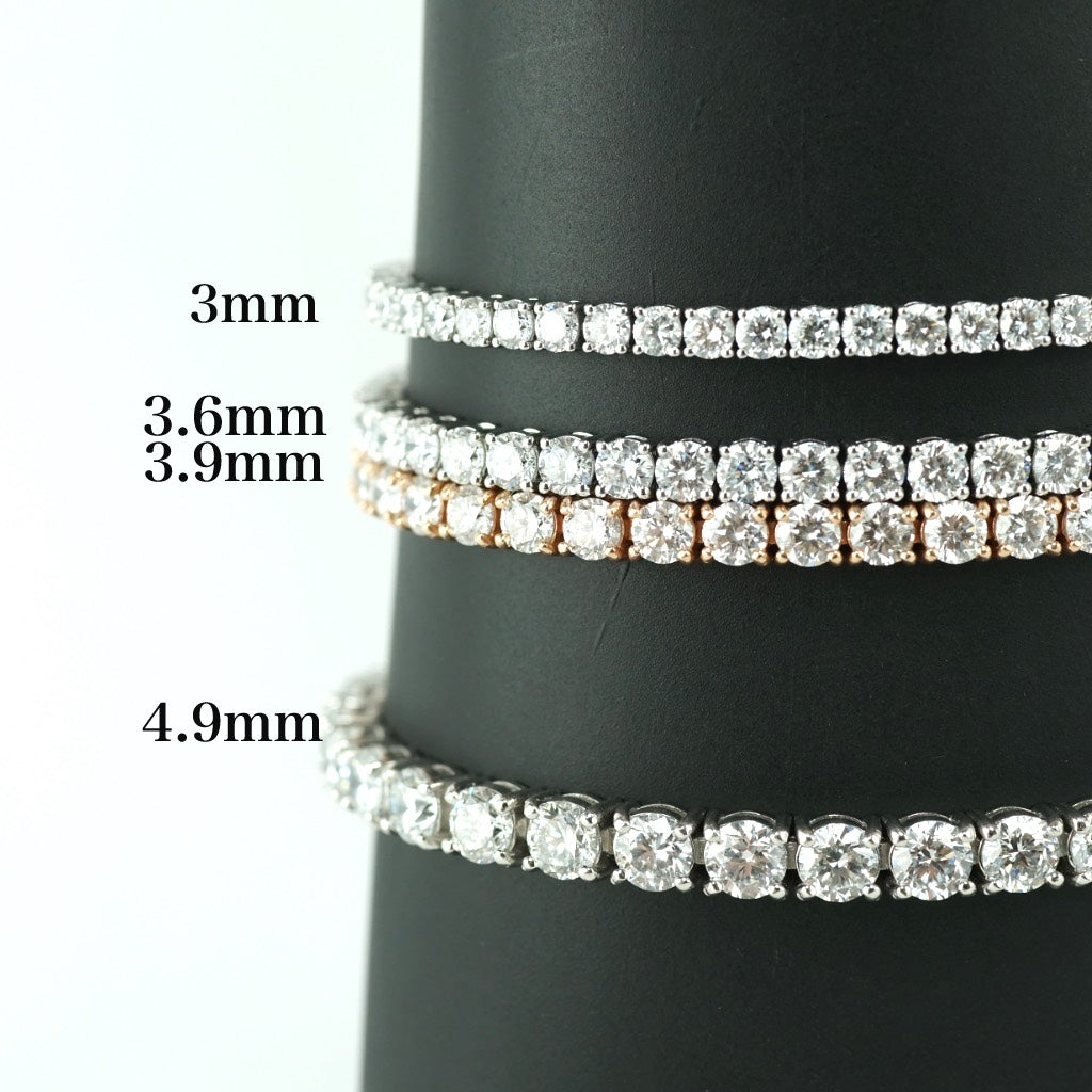 Tennis chain Bracelet 3mm width 14K DIAMOND Lab Grown White gold WG