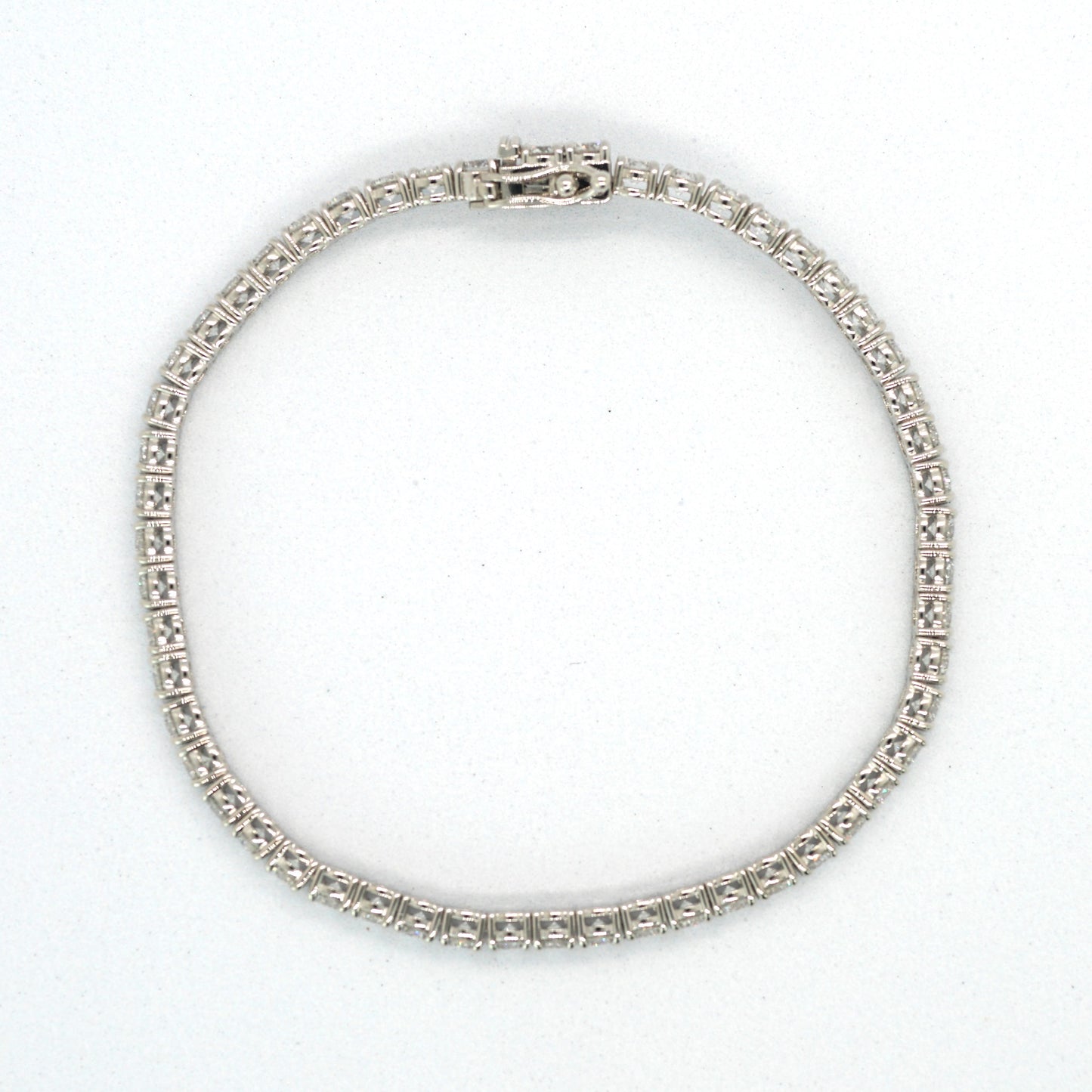 Tennis chain Bracelet 3mm width 14K DIAMOND Lab Grown White gold WG