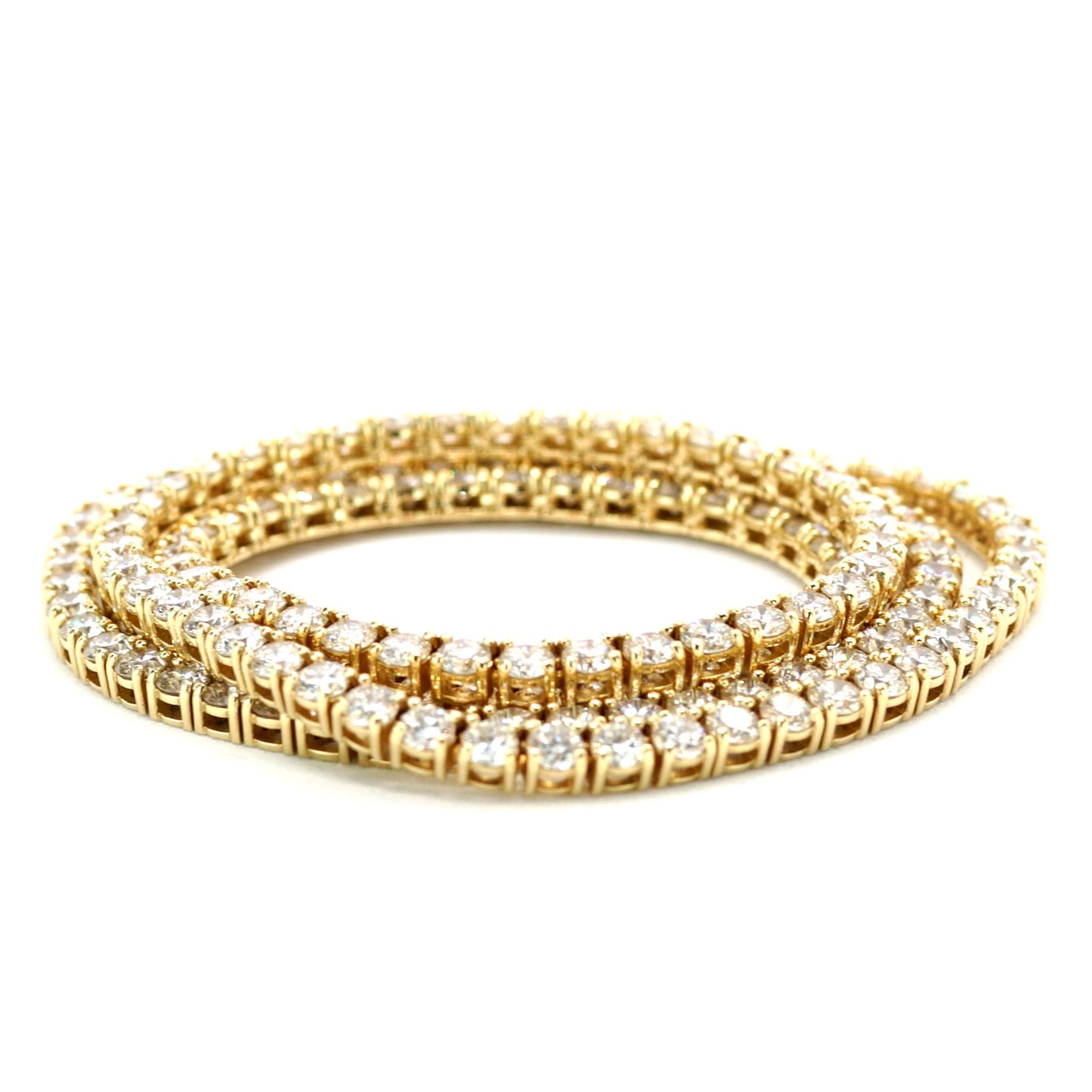 Tennis Chain Necklace 3mm Width 14K DIAMOND Lab Grown Yellow Gold YG