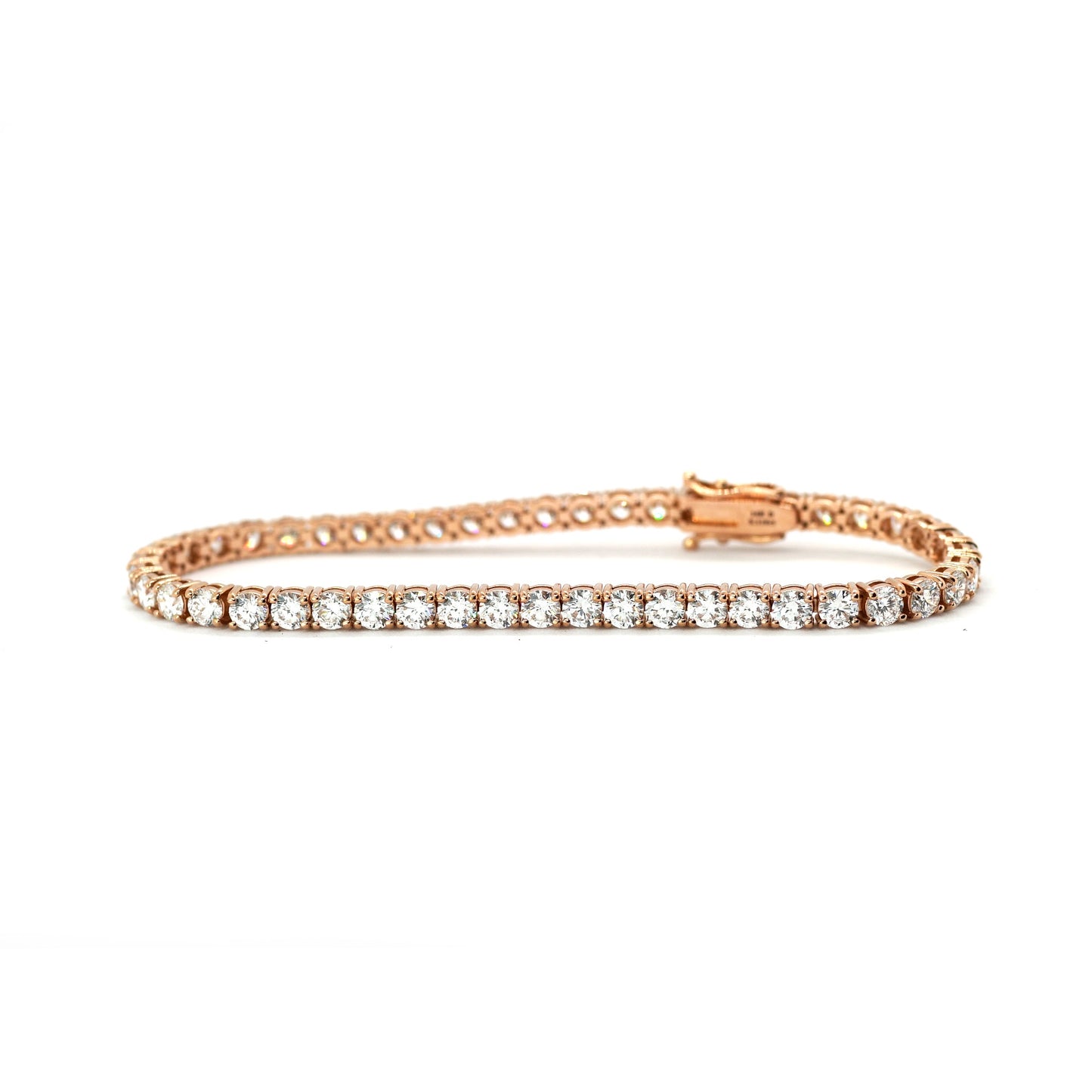 Tennis Chain Bracelet 3mm Width 14K DIAMOND Lab Grown Rose Gold RG