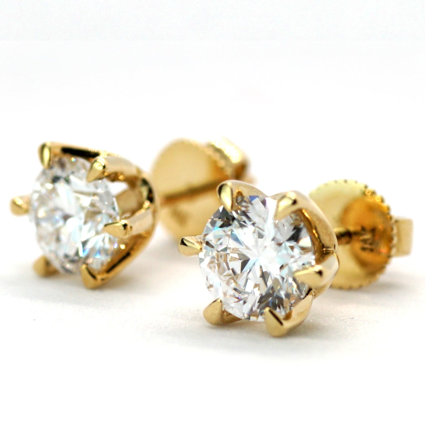 IGI Certificate of Authenticity 1ct Total 2ct 14K DIAMOND LAB Earrings Lab Grown Yellow Gold YG