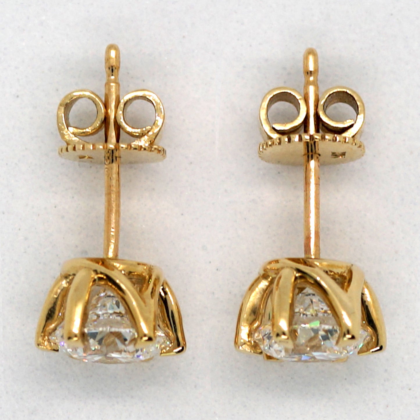 IGI Certificate of Authenticity 1ct Total 2ct 14K DIAMOND LAB Earrings Lab Grown Yellow Gold YG