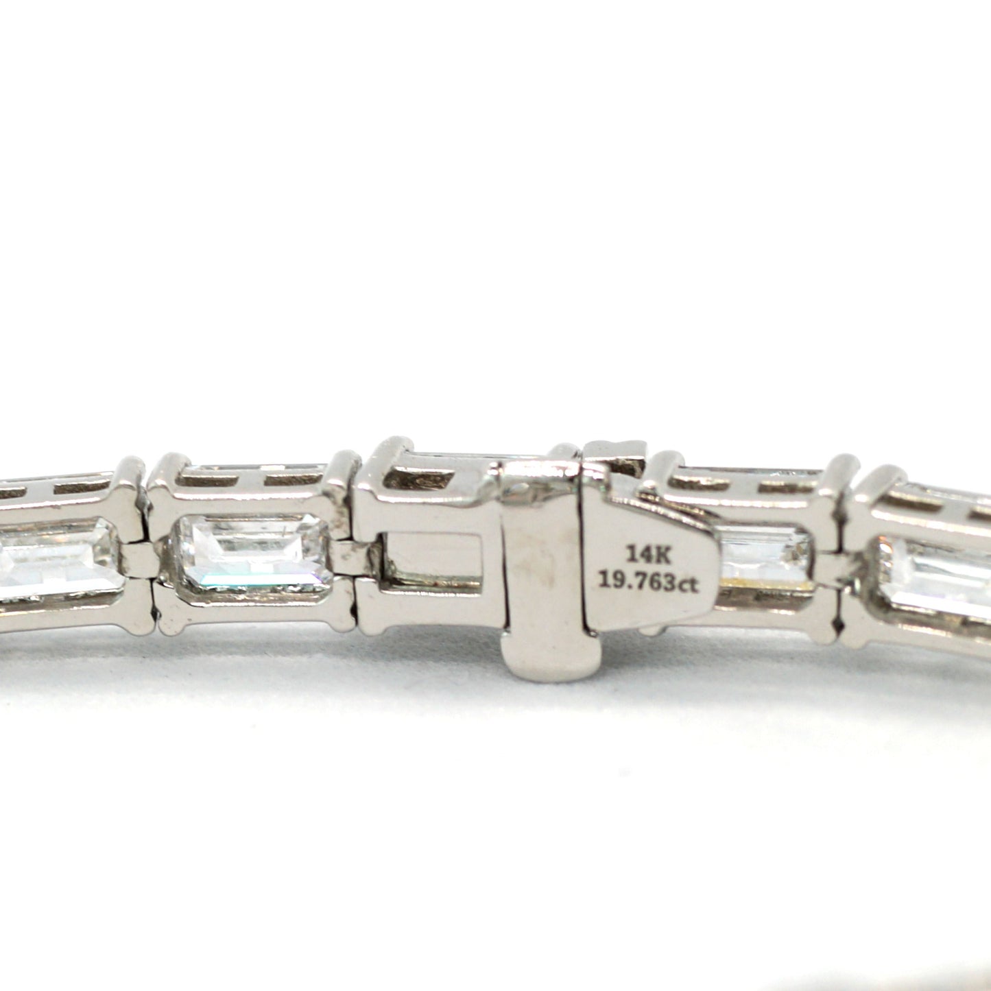 Tennis Chain Bracelet 6*4mm Width 14K Emerald Cut DIAMOND Lab Grown White Gold WG