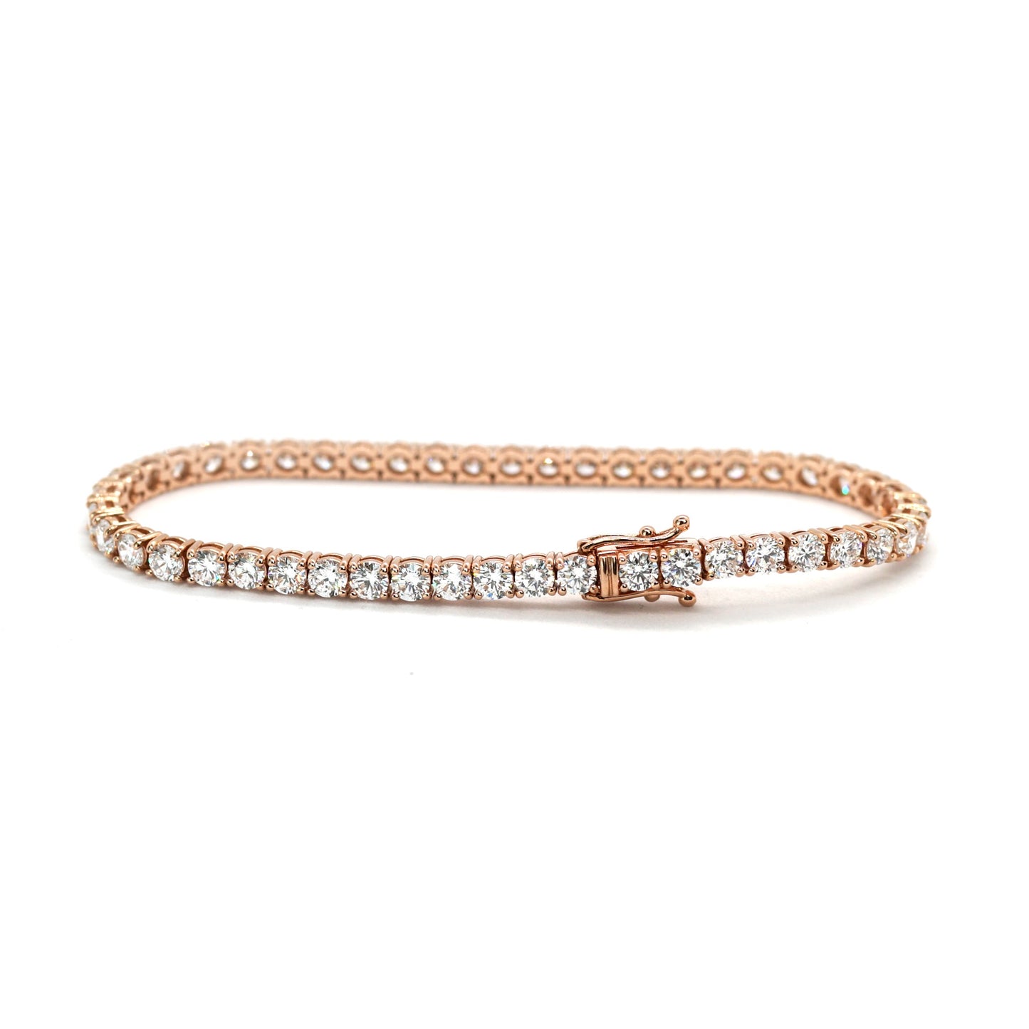 Tennis Chain Bracelet 3mm Width 14K DIAMOND Lab Grown Rose Gold RG