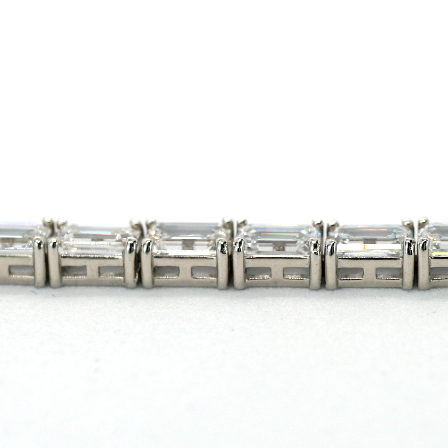 Tennis Chain Bracelet 6*4mm Width 14K Emerald Cut DIAMOND Lab Grown White Gold WG