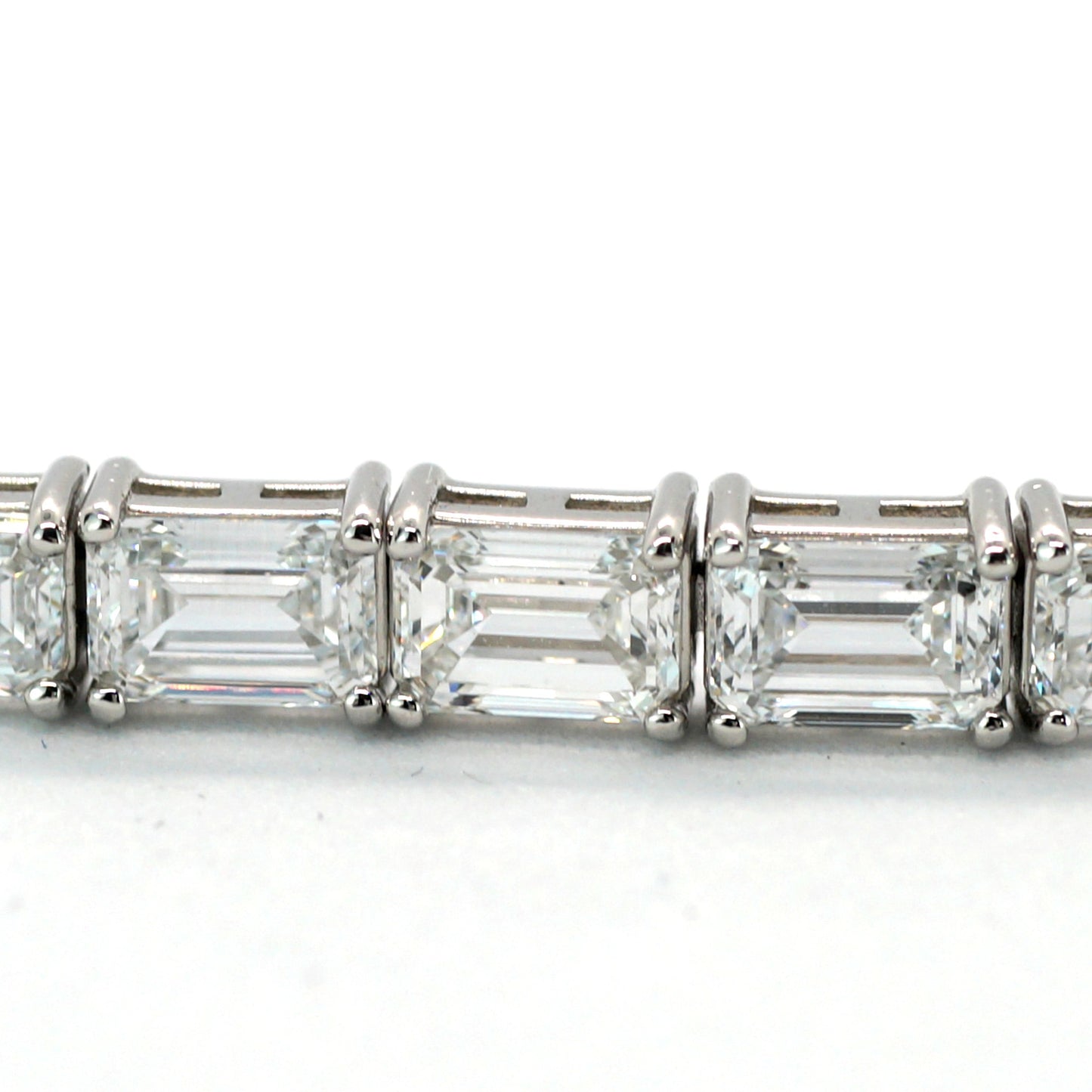 Tennis Chain Bracelet 6*4mm Width 14K Emerald Cut DIAMOND Lab Grown White Gold WG