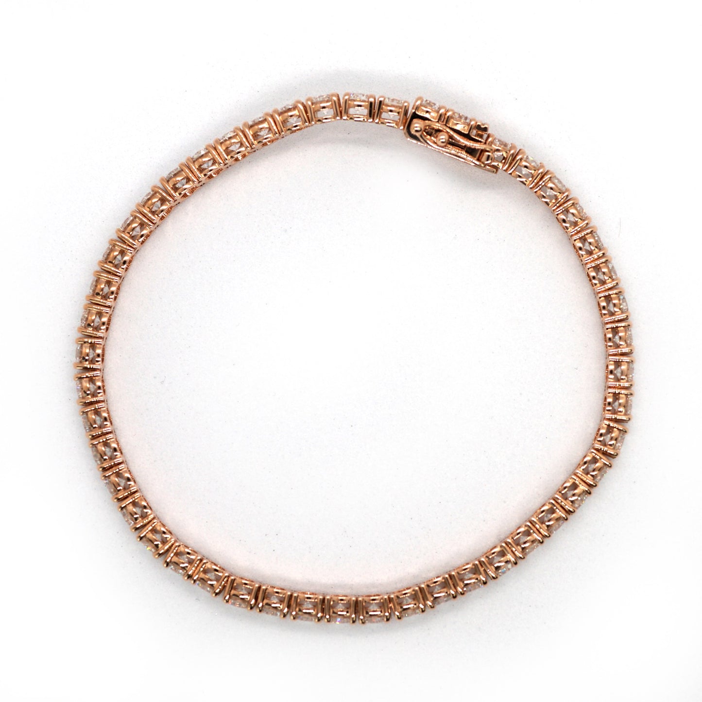 Tennis Chain Bracelet 3mm Width 14K DIAMOND Lab Grown Rose Gold RG