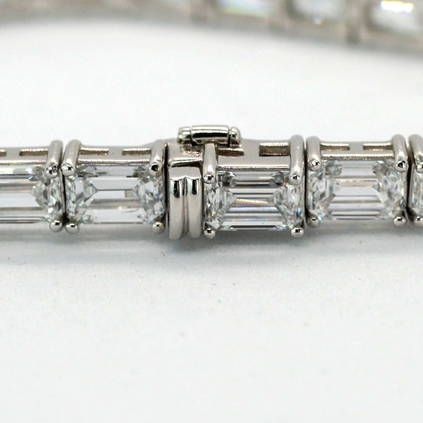 Tennis Chain Bracelet 6*4mm Width 14K Emerald Cut DIAMOND Lab Grown White Gold WG