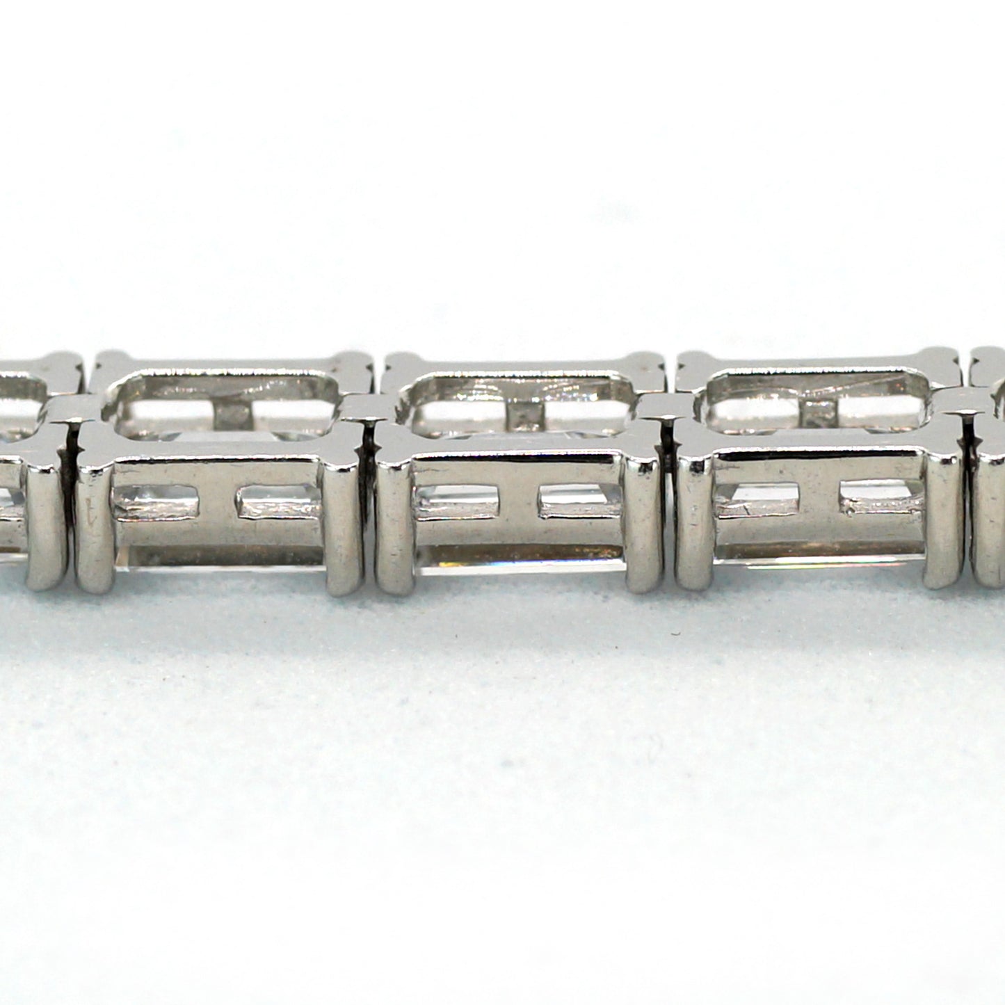 Tennis Chain Bracelet 6*4mm Width 14K Emerald Cut DIAMOND Lab Grown White Gold WG