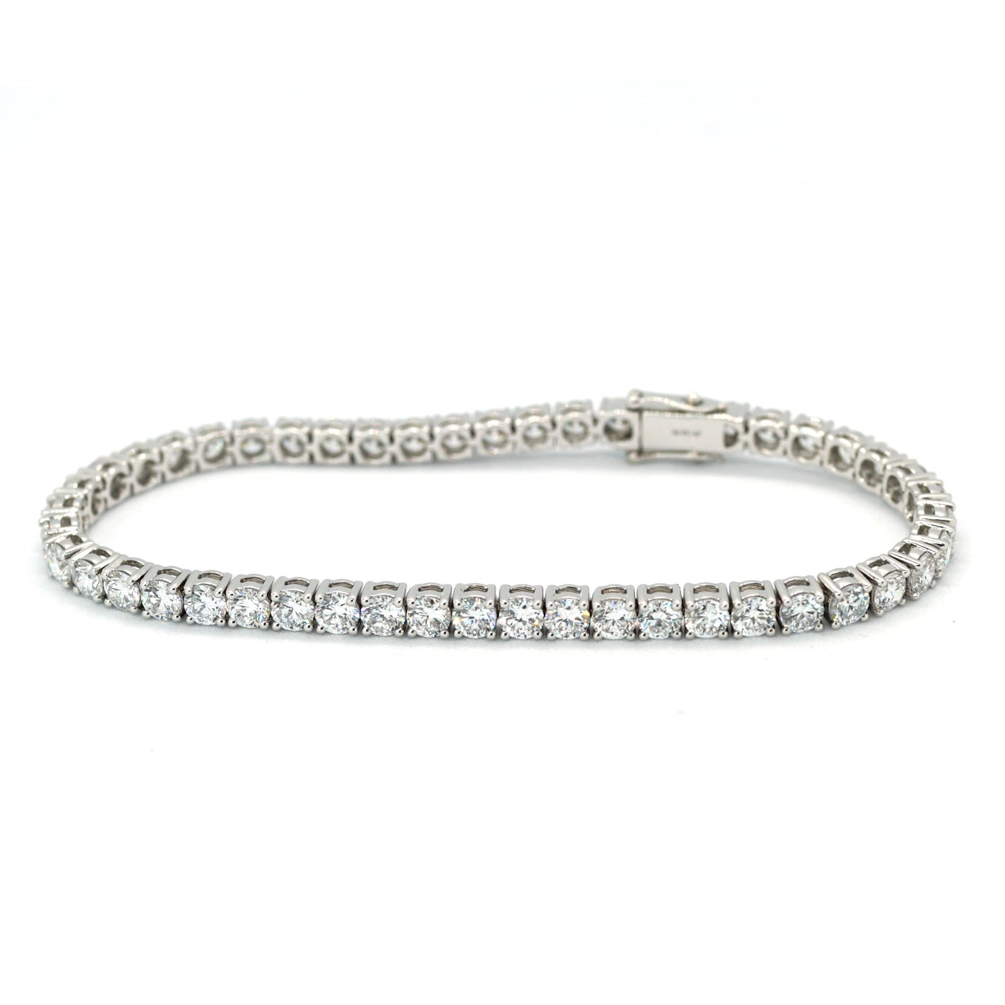 Tennis Chain Bracelet 3.6mm Width 14K DIAMOND Lab Grown White Gold WG