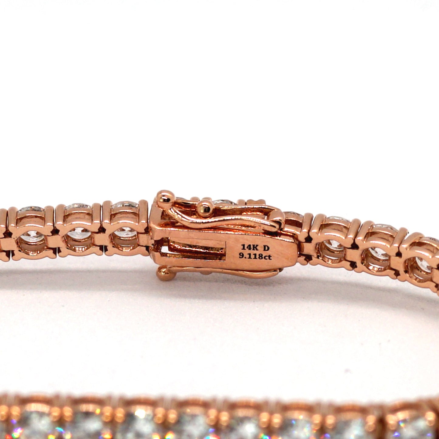 Tennis Chain Bracelet 3mm Width 14K DIAMOND Lab Grown Rose Gold RG