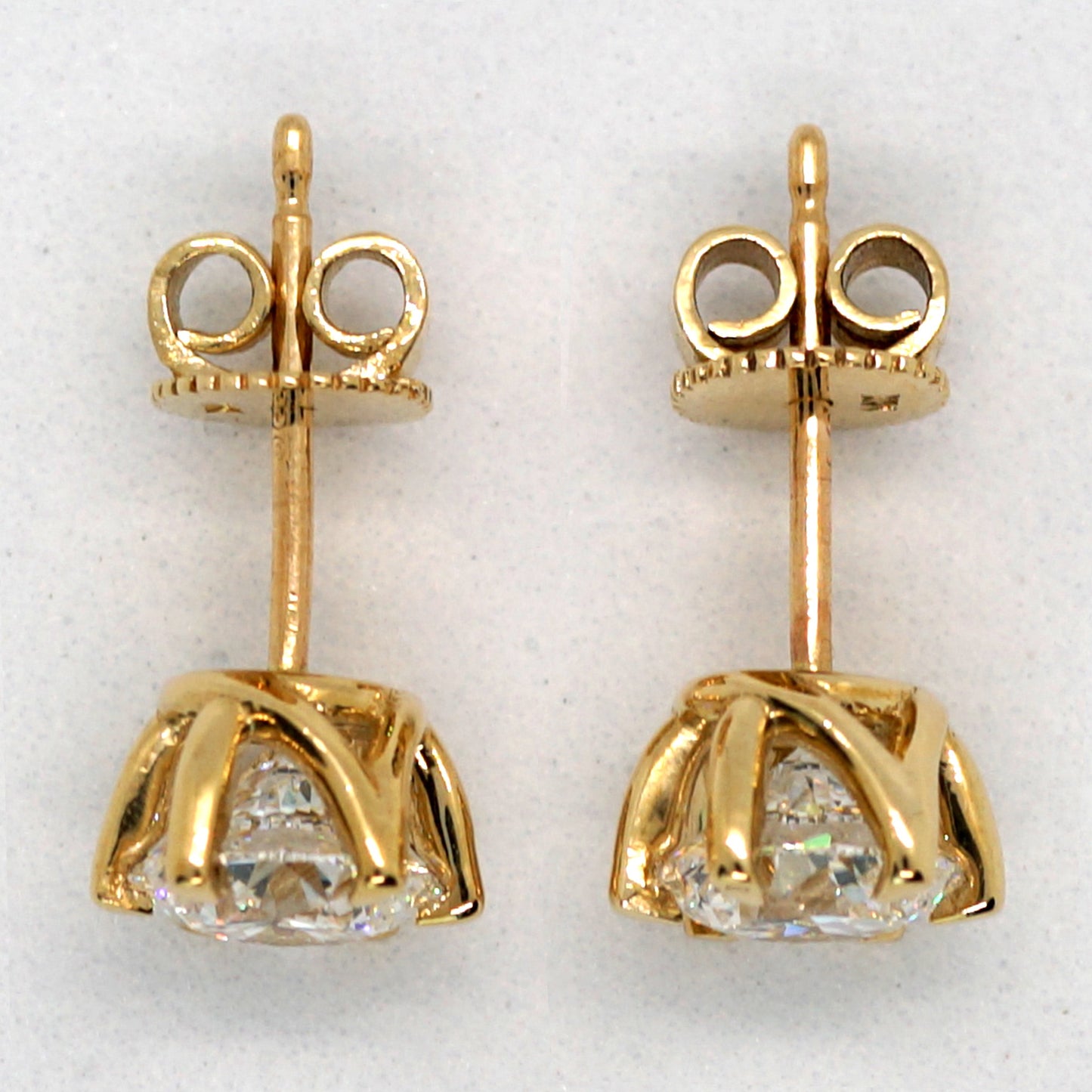 IGI Certificate of Authenticity 1ct Total 2ct 14K DIAMOND LAB  Earrings Lab Grown  Yellow Gold YG